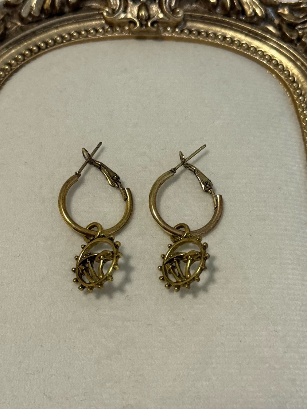 Mushroom Bunch Gold Small Hoop Earrings